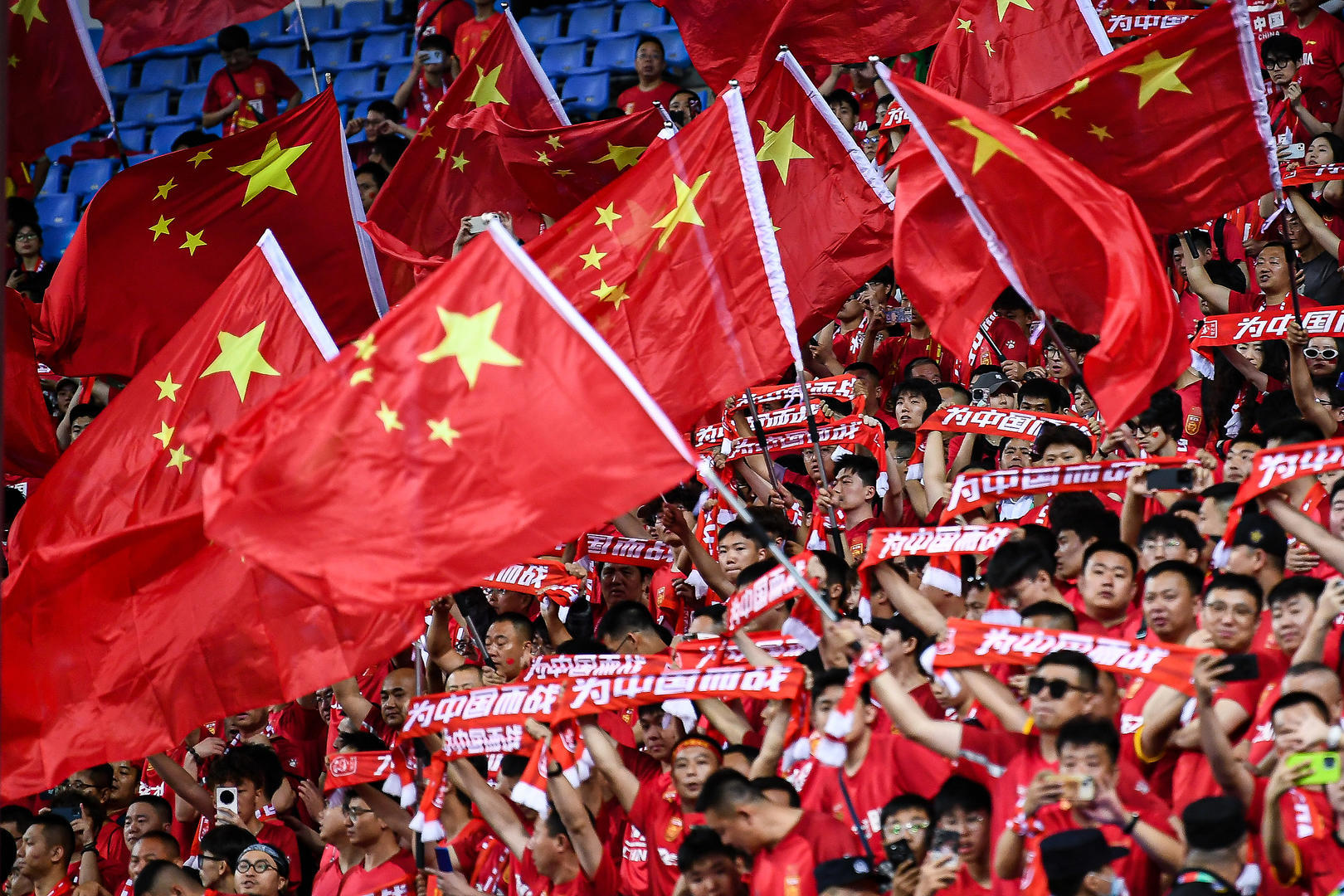 ↑美加墨世界杯亚洲区预选赛上的中国球迷。图据视觉中国