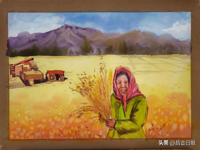 张新香作品《丰收》。通讯员艾孜买提·艾尼瓦尔 摄