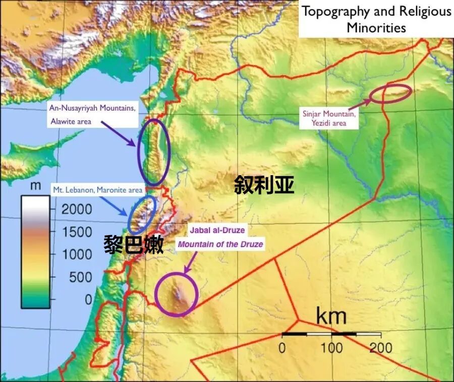 ▲黎巴嫩山地为主的地形,成了基督教在中东的“孤岛”