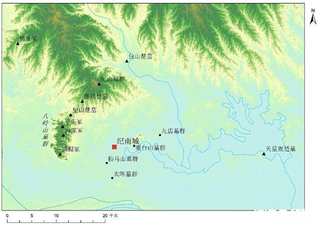 纪南城遗址周边主要墓地分布图