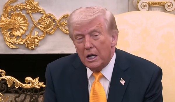 当地时代3月19日，特朗普在白宫采纳媒体采访。 视频截图