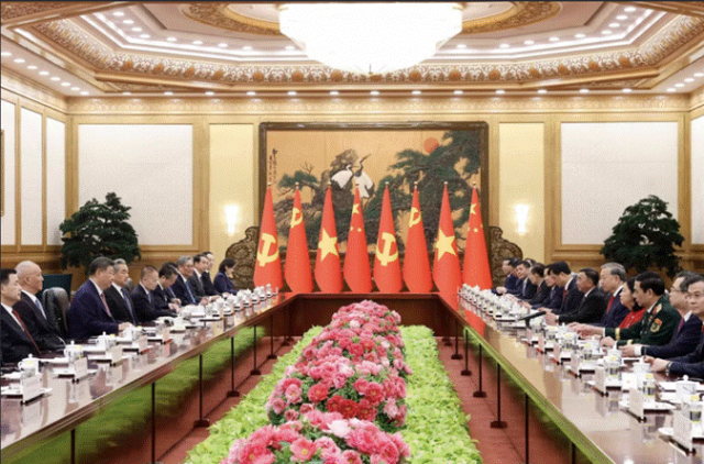 习近平与苏林举行会谈。(图源:越通社)