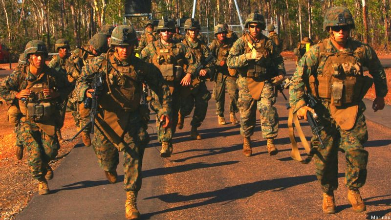 ▲驻扎在澳大利亚达尔文市的美国海军陆战队。（图源：网络）