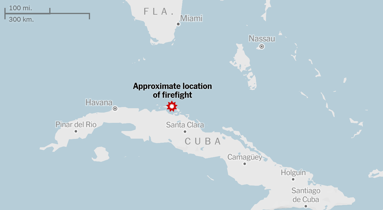 《纽约时报》称,图中红点为交火可能发生的位置。图源:美媒