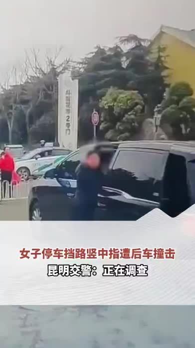 女子停车挡路竖中指，突遭后车撞击，昆明交警：正在调查#交通安全