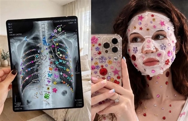 小学门口的水钻贴纸 白女集体往脸上贴？