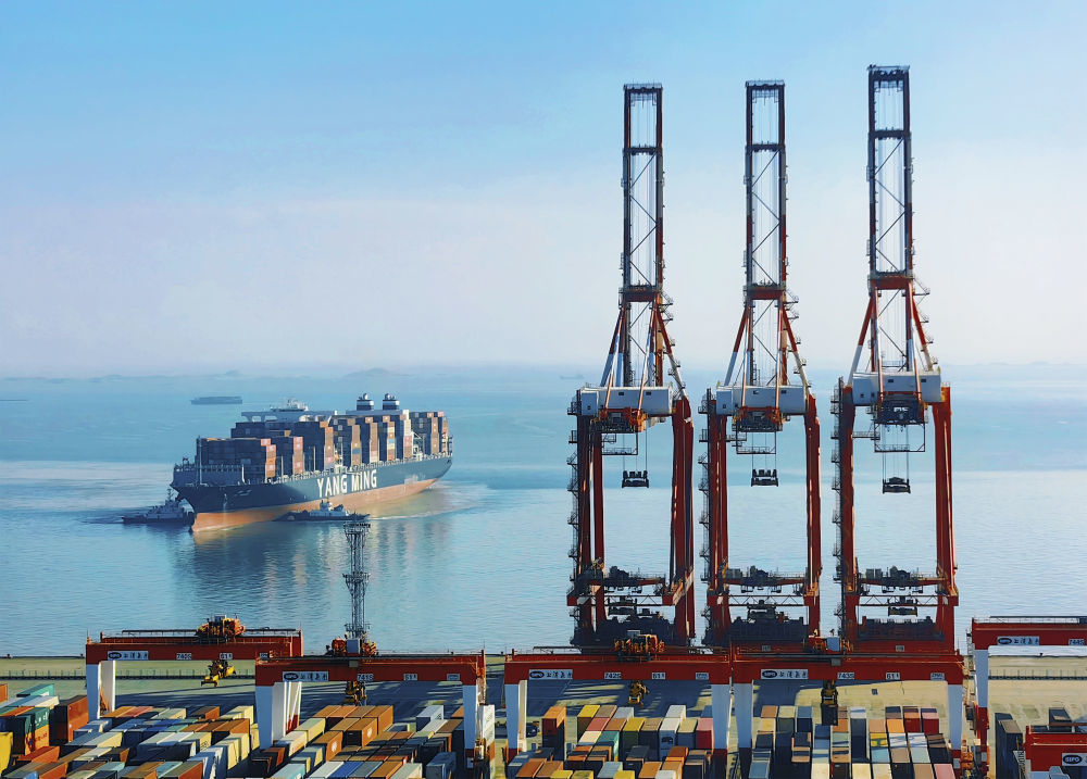 上海洋山港四期自动化码头(2025年3月25日摄)。新华社发