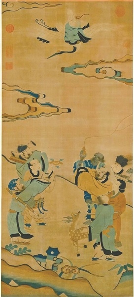 元代 缂丝八仙图轴