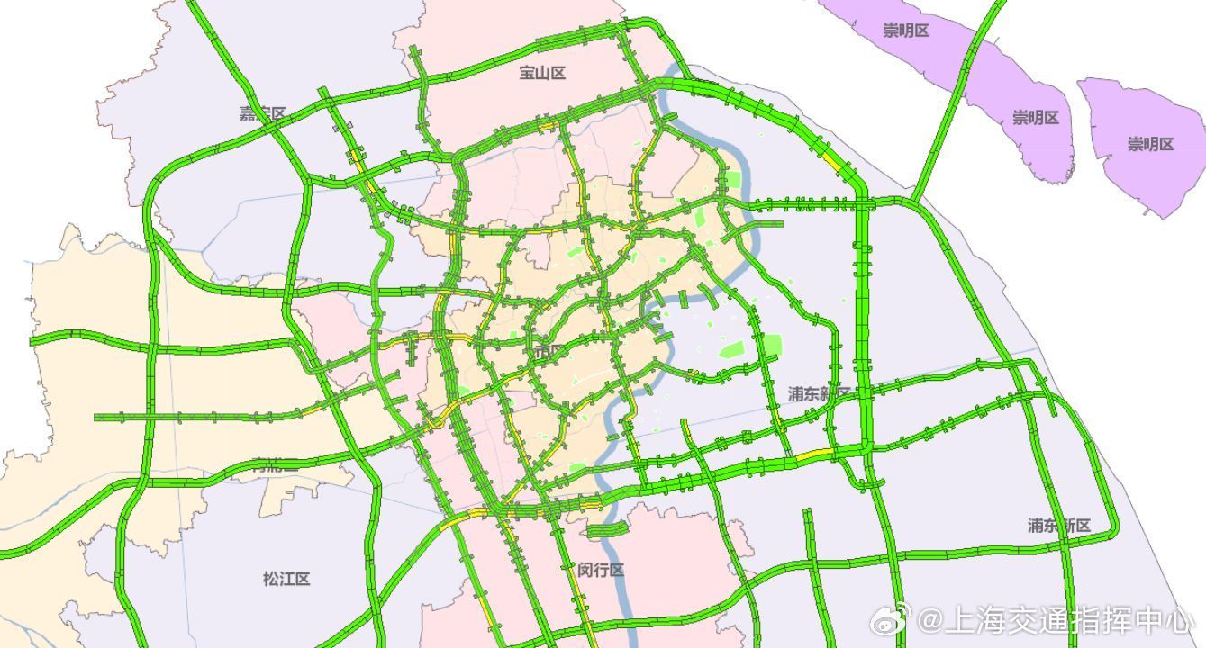 【路况】#早高峰# 截至7时15分，本市高、快速路路况信息。@上海发
