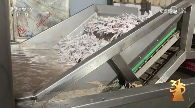 央视315晚会曝光黑心“漂白鸡爪”。 图/央视财经