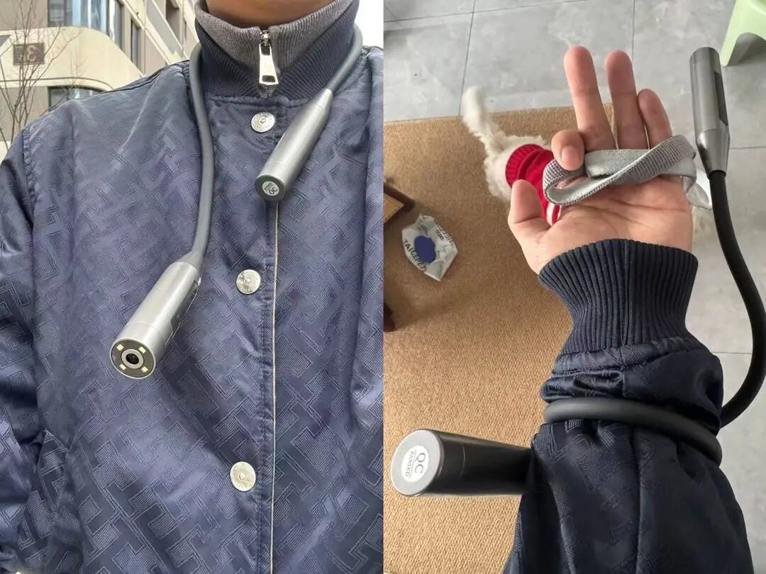 王鹏设计可挂脖和固定在手臂上的“行狗记录仪” 图据受访者