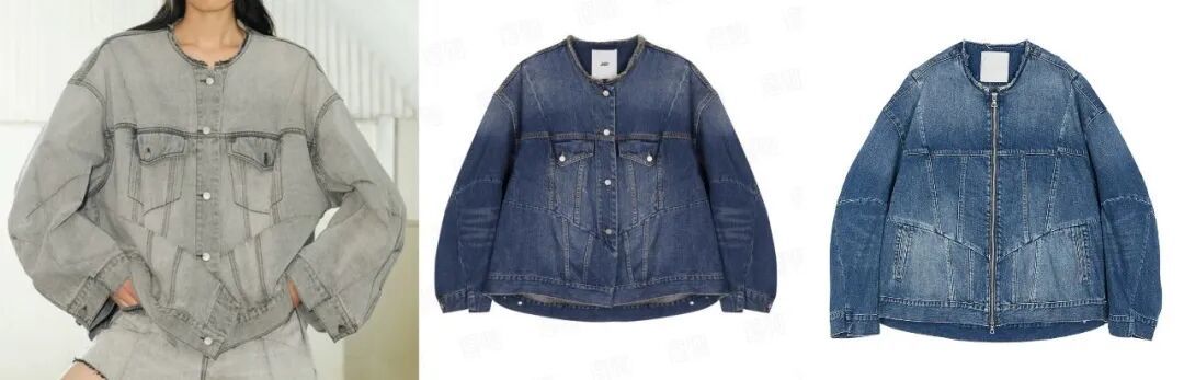 从左到右:JNBY2024、2025、2026年春牛仔外套 图源:JNBY官方小程序、得物App、JNBY天猫官方旗舰店