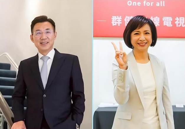 台立法机构副厚爱东说念主江启臣（左）、民进党民代何欣纯（右）。（图片来自收集）