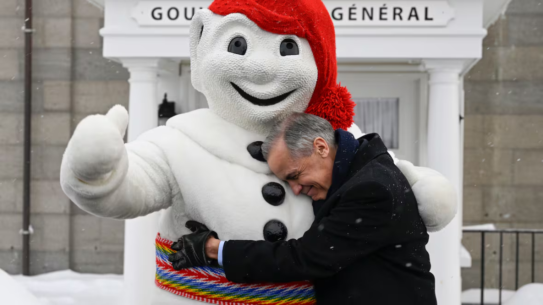 ▲卡尼周四在魁北克市演讲。（图源：加拿大通讯社）