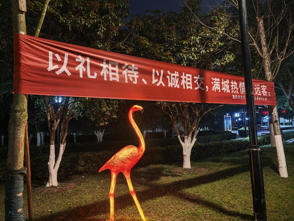 合川街头的文明宣传横幅 澎湃新闻记者 杨喆 图