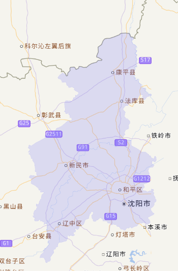 今辽宁沈阳。来源/天地图