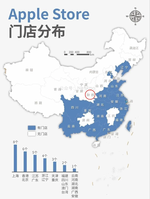 Apple Store门店分布（图源@Netskao）