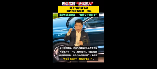 理想高管:除了特斯拉FSD 国内没有智驾第一梯队!