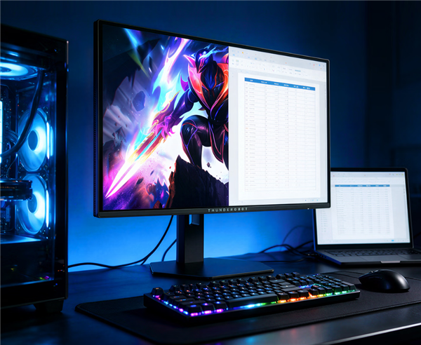 QDOLED高刷来袭！雷神新款27寸显示器到手3499元：2K 360Hz屏
