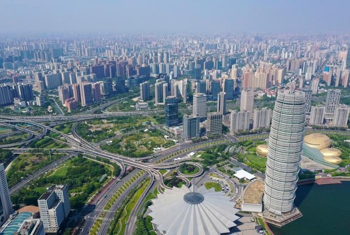 郑州市郑东新区中央商务区(无人机照片)。新华社记者郝源摄