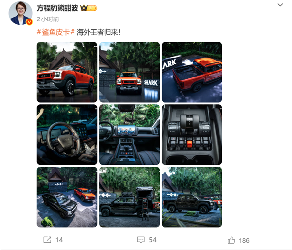 海外卖爆的皮卡要回国了!比亚迪鲨鱼皮卡官图发布:预计四季度上市