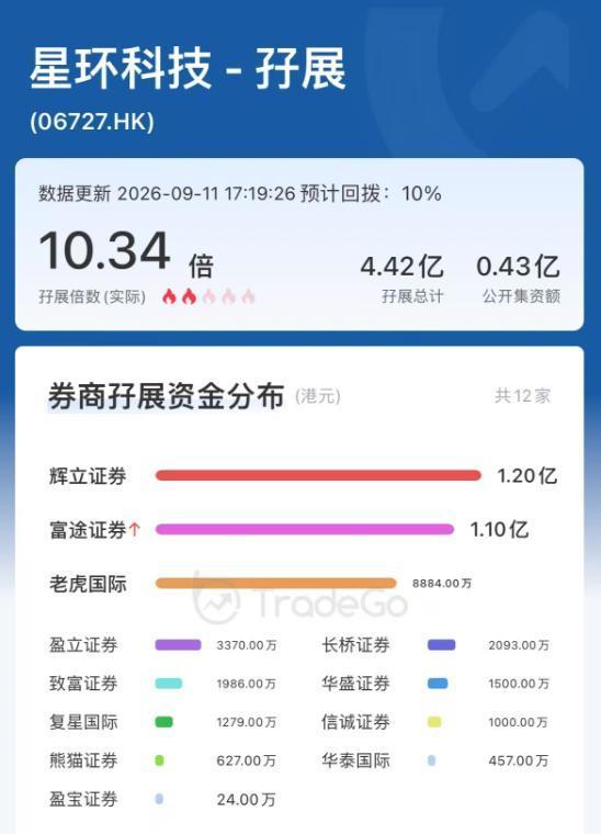 星环科技招股首日券商孖展资金分布