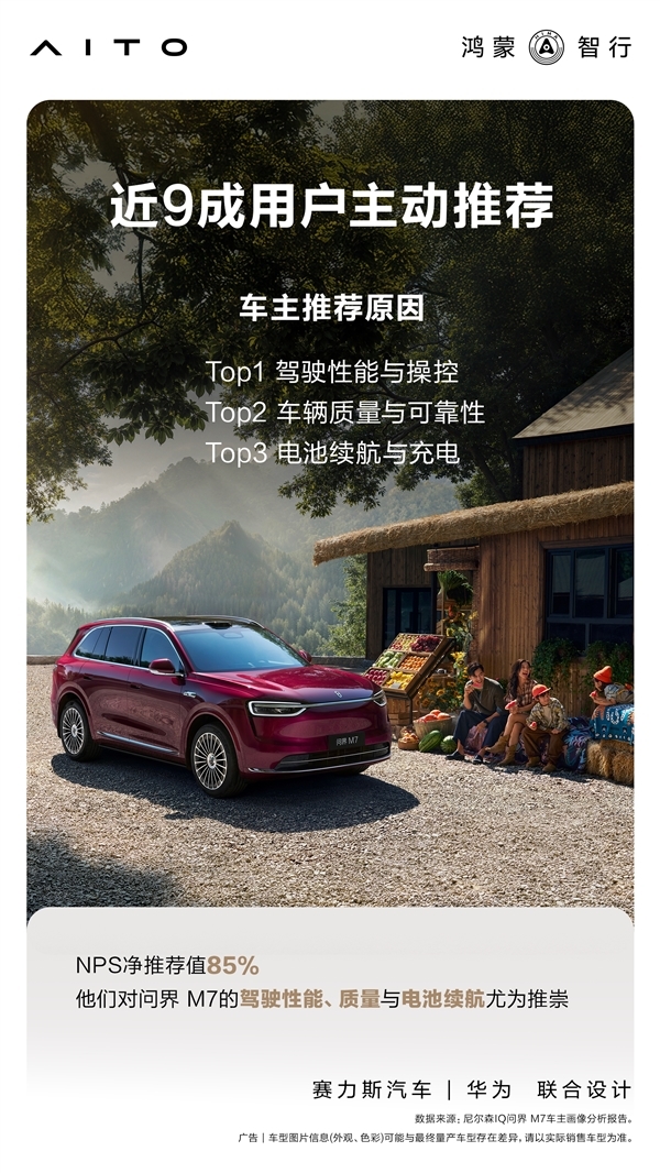 累计托付43万辆 官方公布问界M7用户画像:90后成完全主力