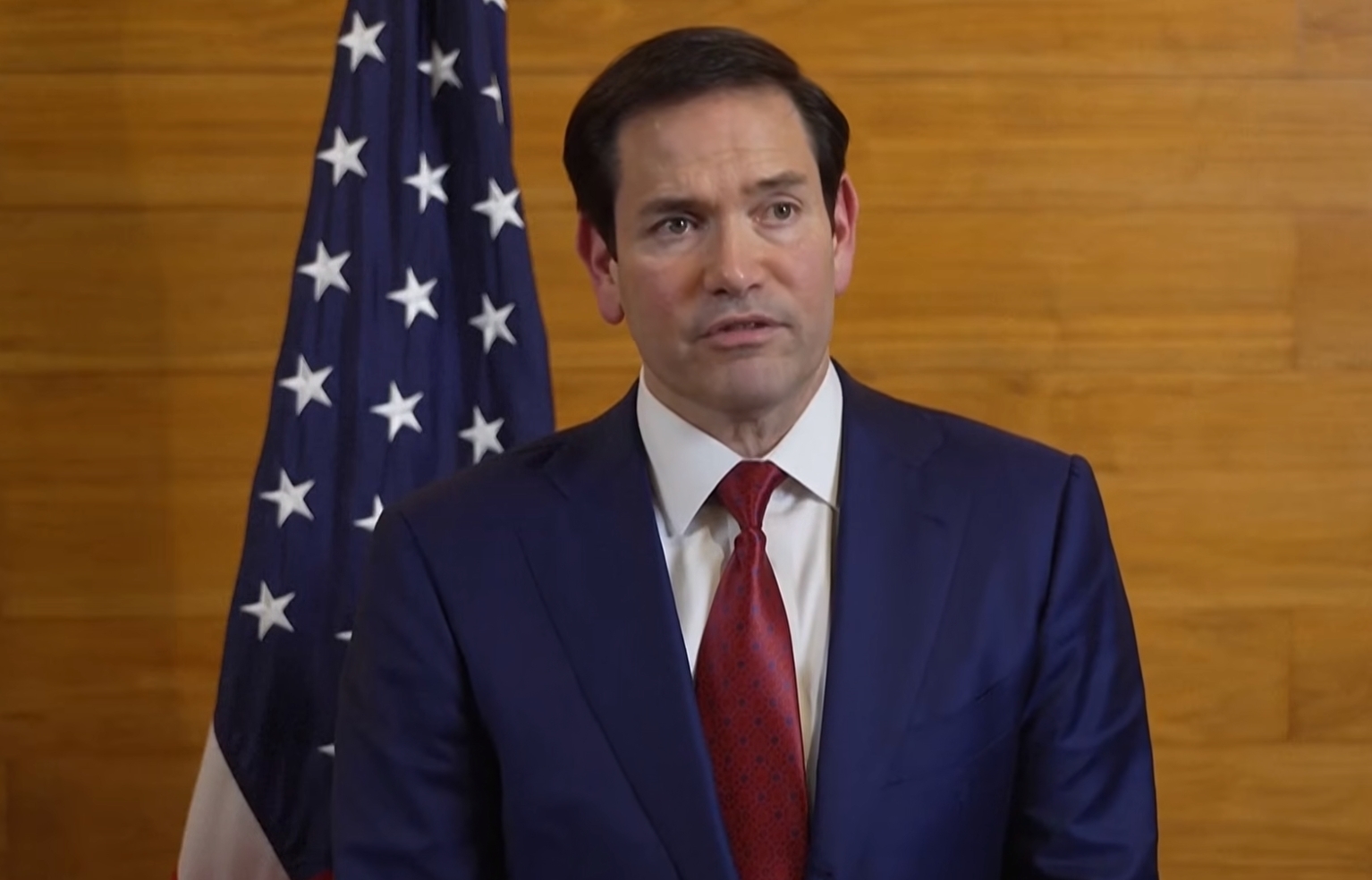 2月25日,美国国务卿鲁比奥出席加勒比共同体峰会记者会