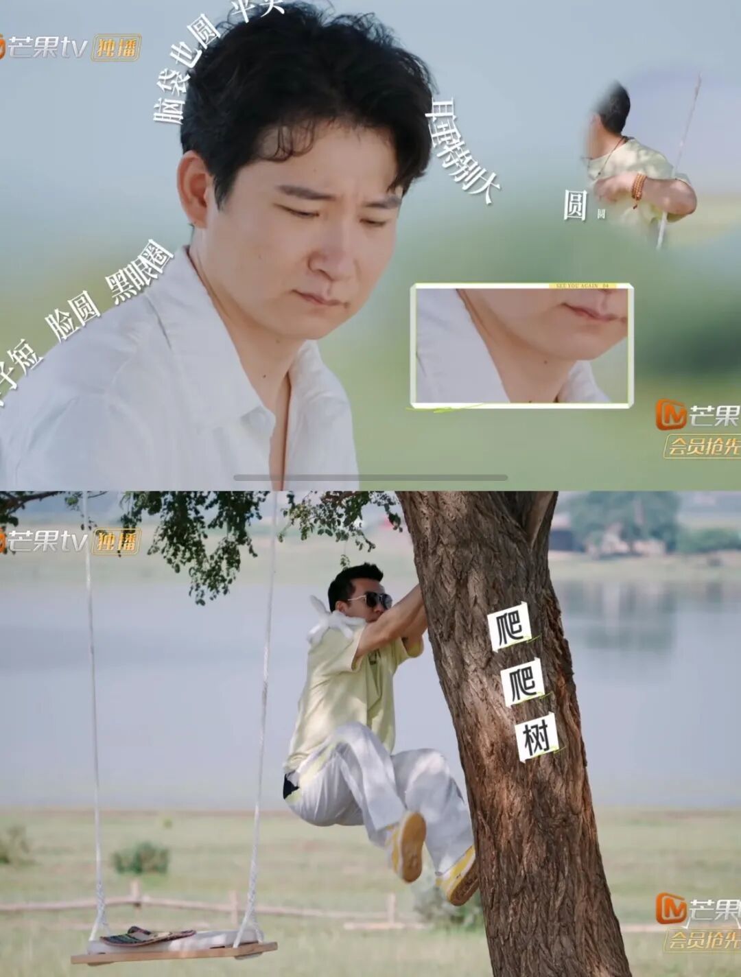 画师画画时,杨子在爬树