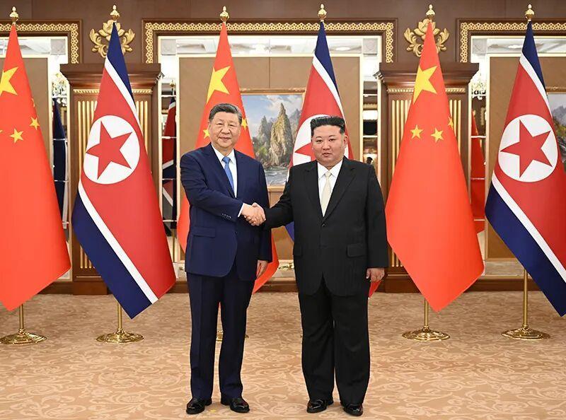 △2026年6月8日,习近平总书记在平壤锦绣山迎宾馆同金正恩总书记举行会谈。