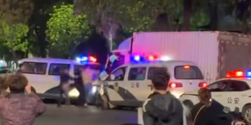 ▲警方逼停货车司机 网络视频截图