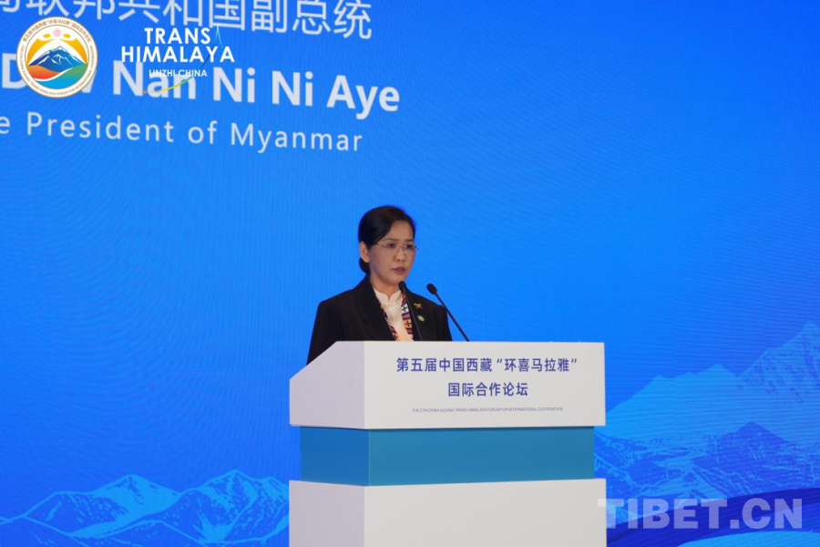 南尼尼埃在第五届中国西藏“环喜马拉雅”国际合作论坛上发言