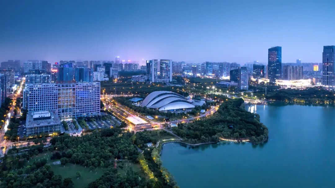 航拍安徽合肥城市夜景。图/图虫创意