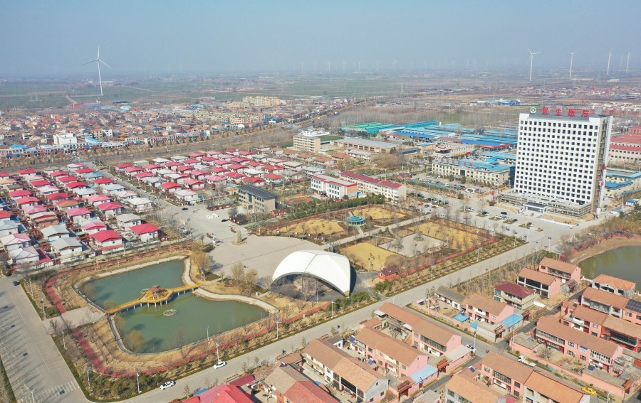 2023年2月21日拍摄的河南省濮阳市庆祖镇西辛庄村（无人机照片）。新华社记者 张浩然 摄