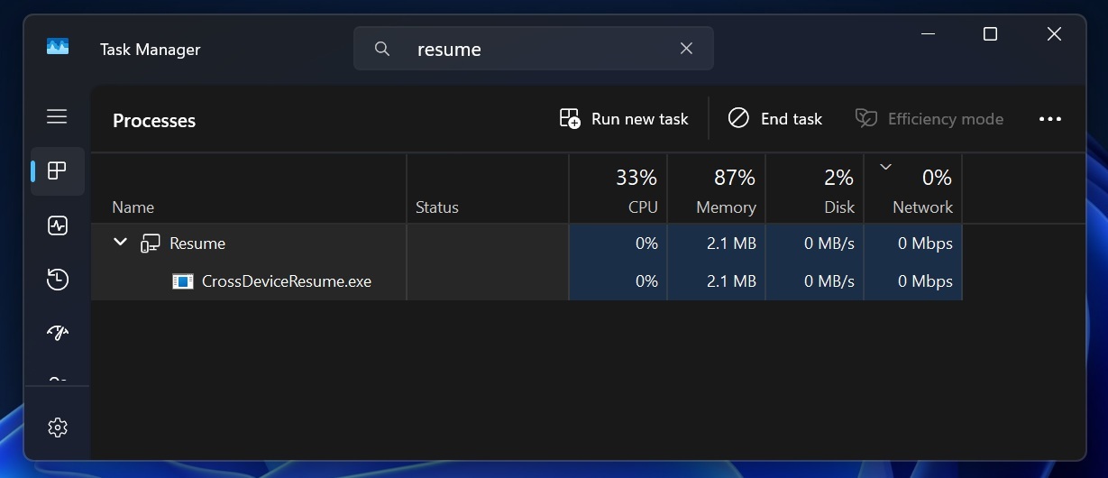 CrossDeviceResume.exe in Windows 11