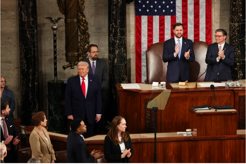 ▲2月24日，特朗普发表国情咨文。（图源：Politico）