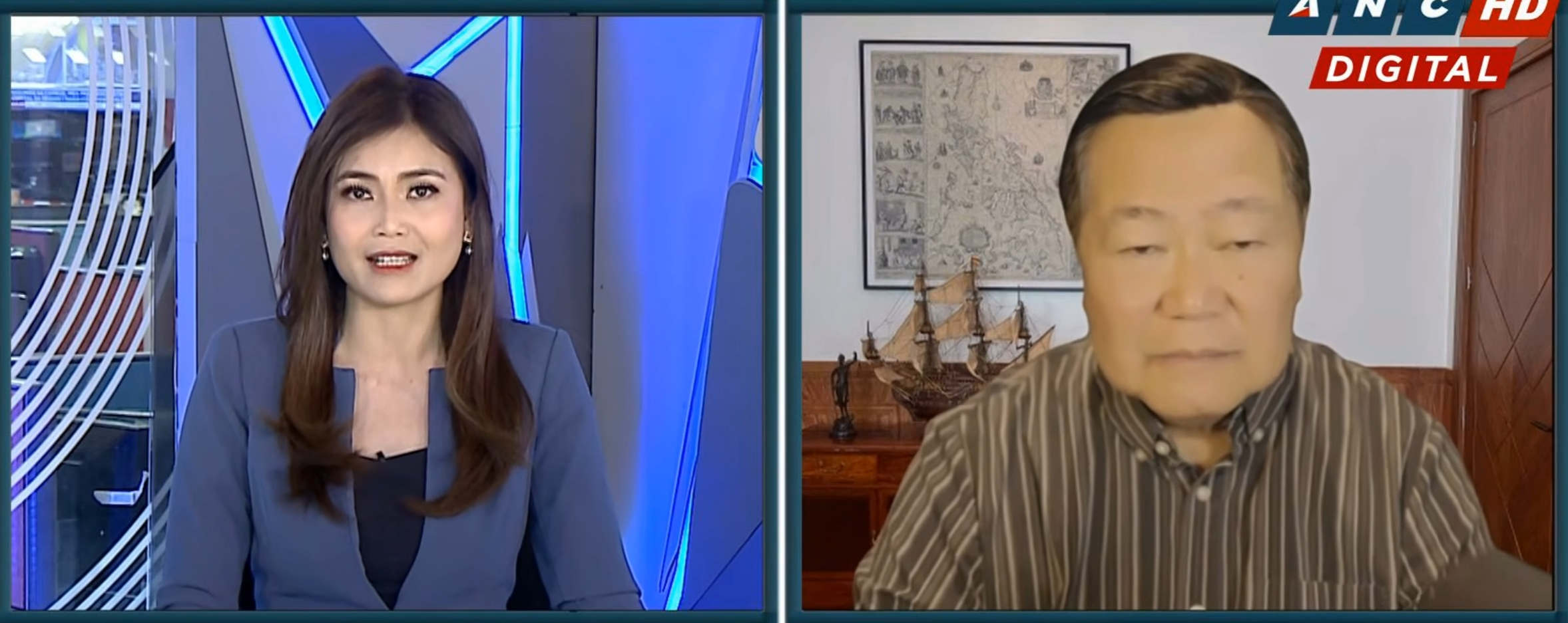 菲前最高法院大法官安东尼奥&middot;卡皮奥（右） ANC视频截图