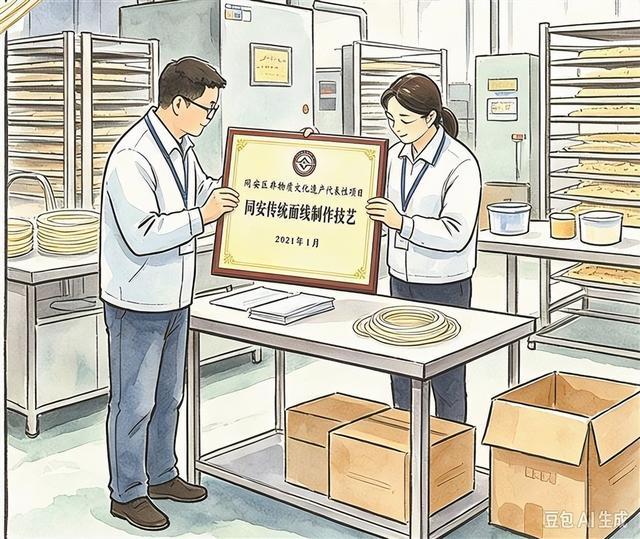 闯关 2021年，“同安传统面线制作技艺”入选区级非遗项目；2024年，“云洋面线”商标几经波折“回归”同安；2026年，云洋面线获得厦门首张手工面线类食品生产许可证（SC认证）……多年蓄力，云洋面线迈过更广阔市场的门槛。