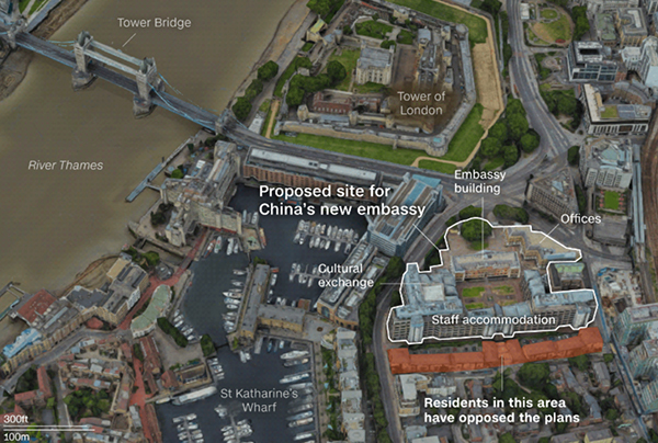 新馆舍选址位于英国皇家造币厂原址,毗邻伦敦塔 CNN制图