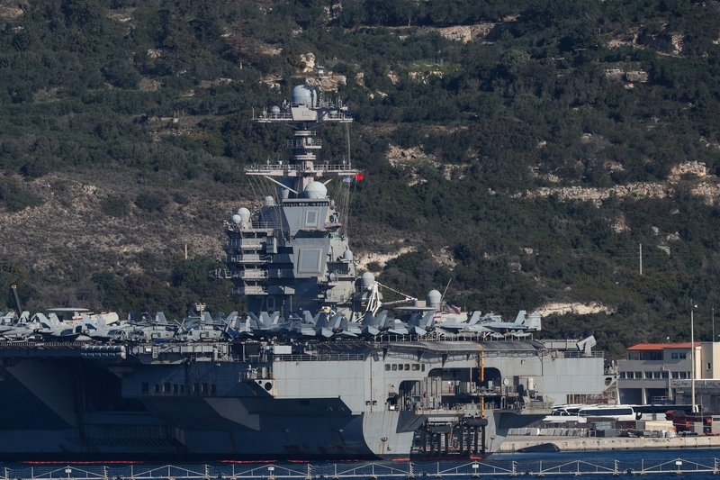 2026年2月24日,希腊克里特岛苏达湾,美军最大航母“杰拉尔德·R·福特”号航空母舰抵达希腊克里特岛苏达湾。 IC Photo