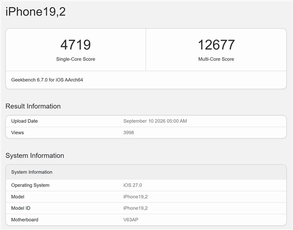 GPU提升很夸张!苹果2nm A20 Pro表现如何 iPhone 18 Pro系列完整性能测试出炉