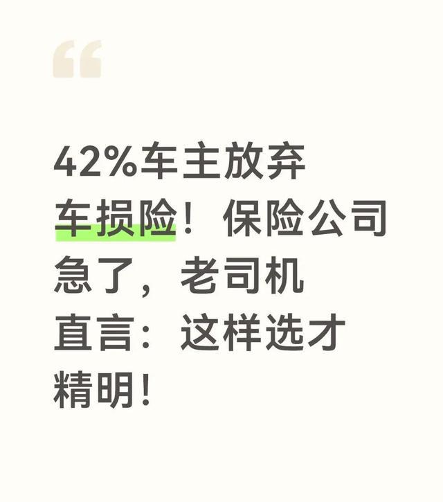 42%车主不买车损险！保险公司慌了，老司机教你聪明投保法-有驾