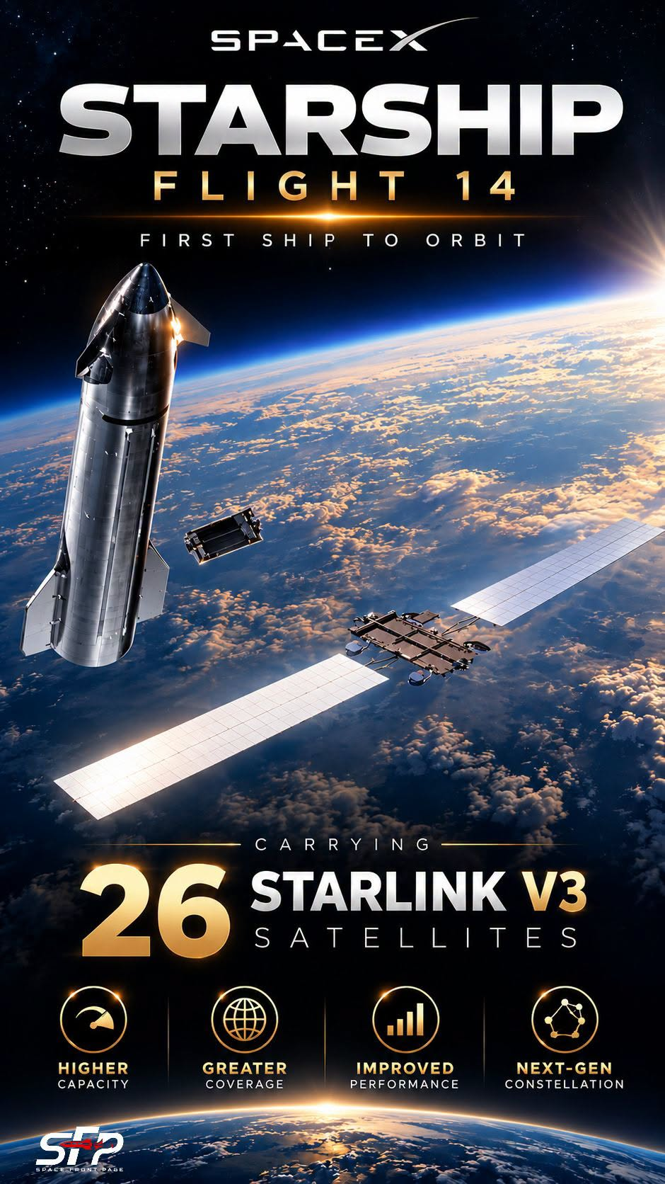 星舰成功发射星链V3卫星，实现又一次突破。