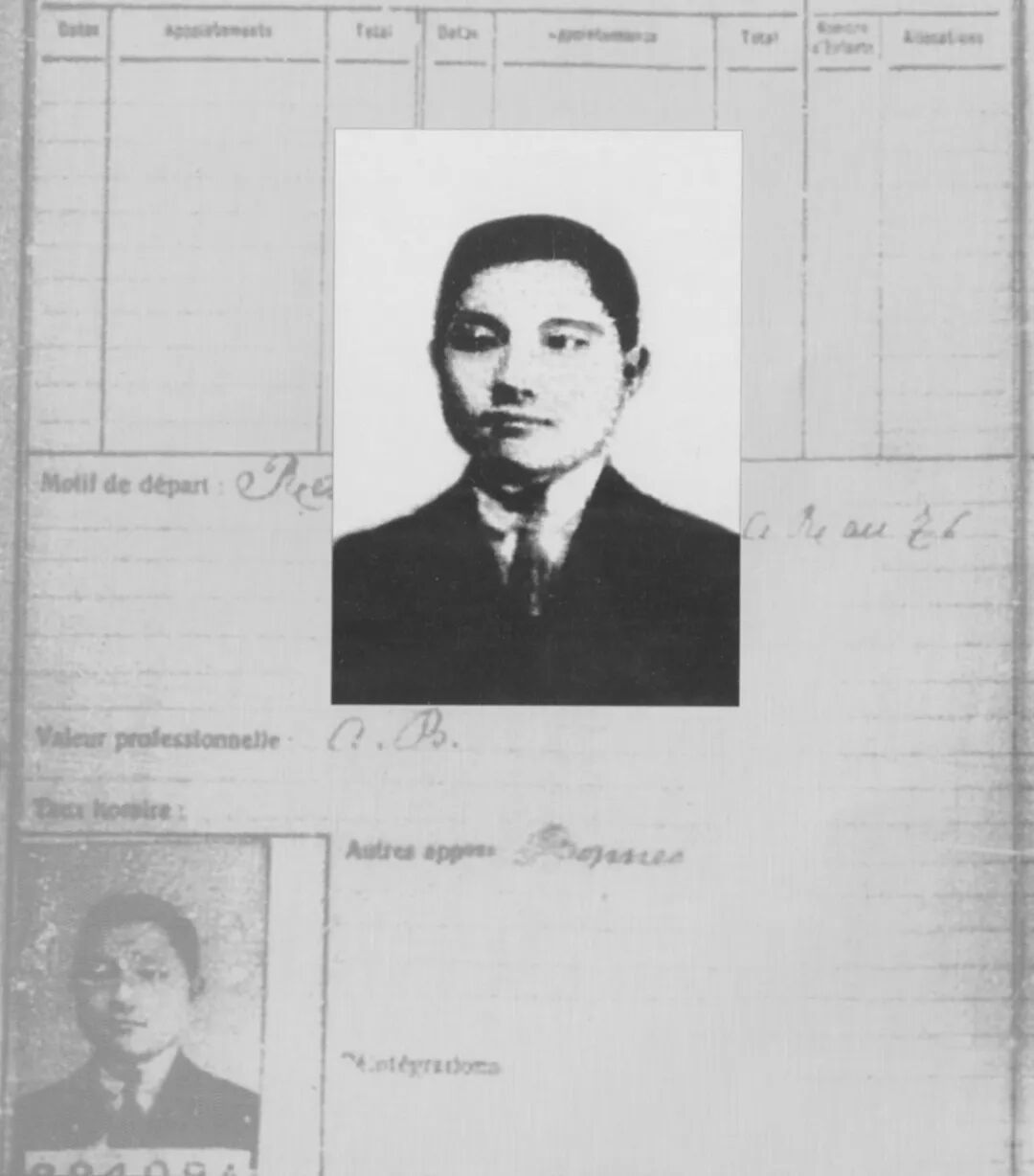 ◆1925年,邓小平在法国巴黎雷诺汽车厂做工时的档案卡。