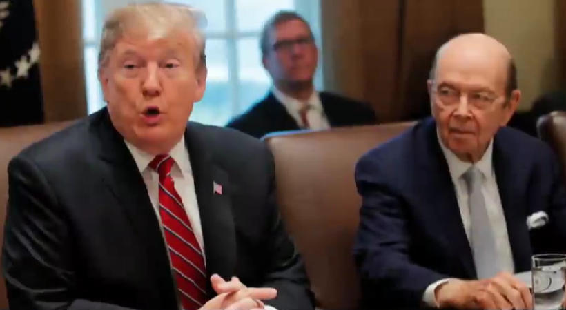 特朗普与前美国商务部长威尔伯·罗斯 视频截图