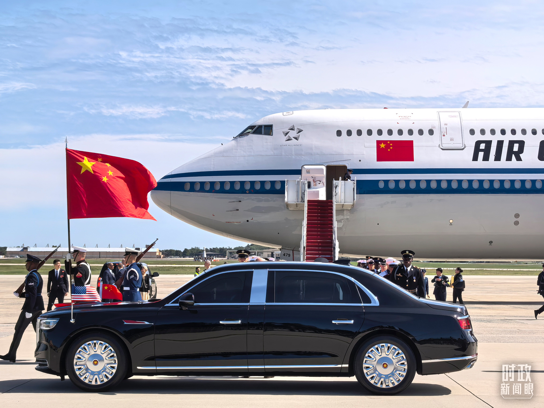 △当地时间25日下午,习主席结束对美国的国事访问。(总台央视记者周志国拍摄)