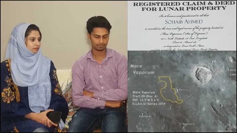 夫妻二人与他们在月球的地产证