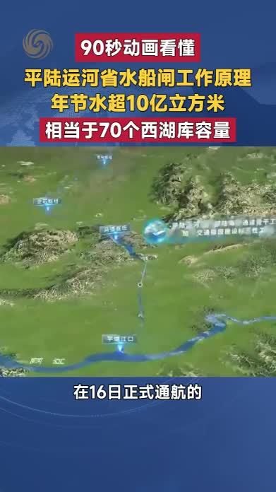 90秒动画看懂 平陆运河省水船闸工作原理 年节水超10亿立方米