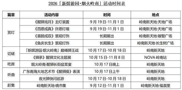 活动时间表。