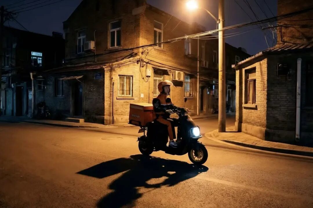 春节不打烊，骑士赶往下一个需要“团圆”的家。（图/AI生成）